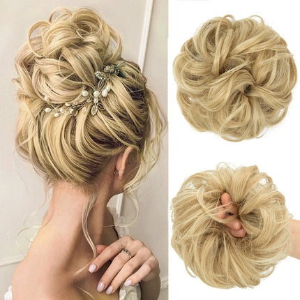 Synthetic Hair Bun Extensions Messy Curly Elastic Hair Scrunchies Hairpieces Synthetic Chignon Donut Updo Hair Pieces for Women