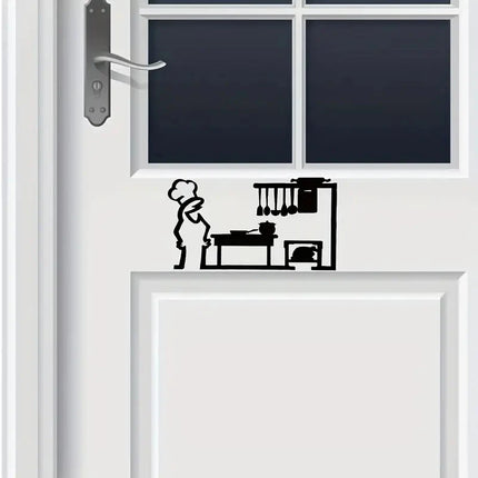 1PC La Linea Minimalist Line Art Stickers Door Sticker Bedroom, Kitchen, Bathroom Sign Cartoon Character Design Home Decoration