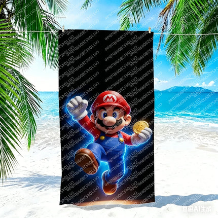S-Super Towel Large Quick-Drying M-Mario-o Microfiber soft Beach Towel for Travel Fitness Sauna Bathing Camping Kids Gift