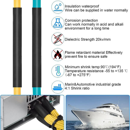 2M Heat Shrink Tubing 4:1 Dual Wall Adhesive Lined Marine Grade Heat Shrink 4/6/8/12/16mm Wire Heat Shrink Tubing Insulation