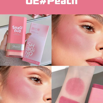 SHAQINUO Large-capacity High Color Rotating Blush Cream Stick 13g Moisturing Natural Long-lasting Waterproof Non-Removing Blush