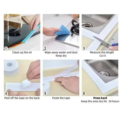 Waterproof Pvc Sealant Tape For Kitchen Bathroom Bathtub 2.2m x 2.5cm Strip Self Adhesive Tape