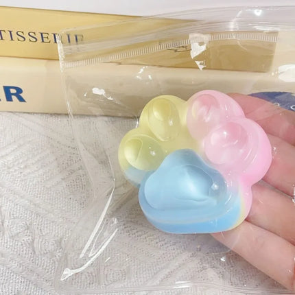 Three Colors Rainbow Cat Claw Squishy Fidget Toy Soft Cute Cat Paw Slow Rebound Pinch Decompression Toys for Kids Birthday Gifts