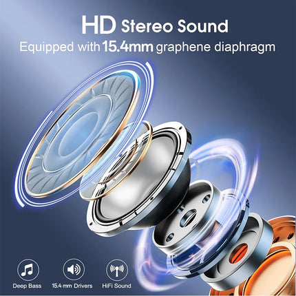 Open Ear Headphones with Boom Mic, Bluetooth 5.4 Wireless Headsets with Detachable Microphone, ENC Noise Cancelling, Mute Button
