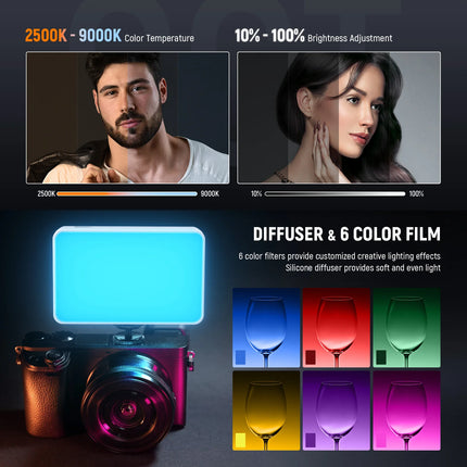 NEEWER LED Selfie Phone Light, Rechargeable 2500-9000K Clip On Fill Light ,CRI95+ Dimmable Video Conference Lighting for iPhone