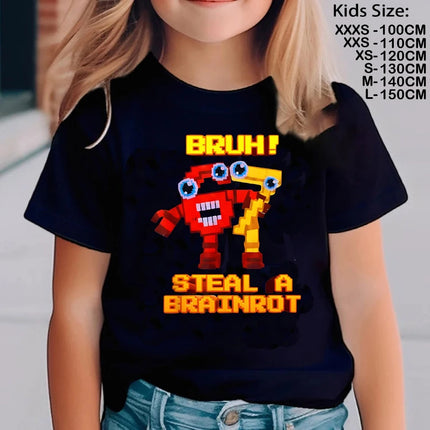 67 Six Seven for Childrens Steal A BrainRot Shirt Funny Gamer Meme for Boys T-Shirt Italian Brainrot Kids Gaming Y2k Saying Tees