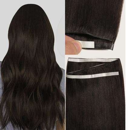 [NEW] Full Shine 50G One Piece Invisible Genius Hair Extensions Tape-In Real Human Hair Remy Skin Weft Thick Ends For Women