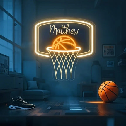 Custom Basketball Neon Sign For Kids Name, Boy's Bedroom Nursery Home Wall Decor, Personalized Gift for Kids, Basketball Gifts