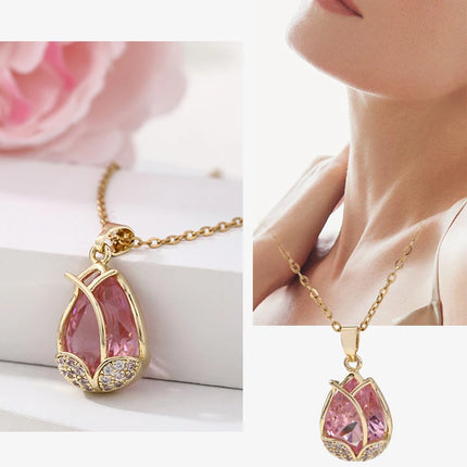 Tulip flower pendant clavicle chain titanium steel necklace temperament necklaces jewelry accessories festivals birthday gifts