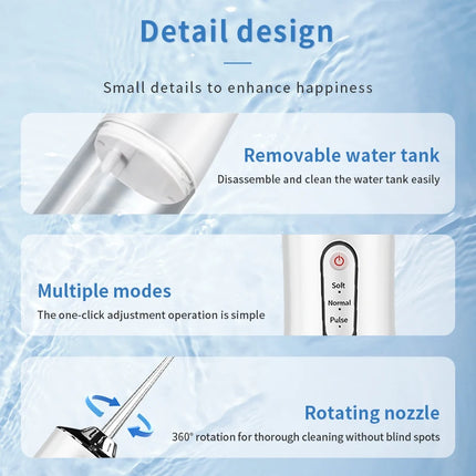 Portable Smart Electric Oral Irrigator Water Flosser 4 Jets 3 Modes Rechargeable Dental Water Jet Irrigator Dental Teeth Cleaner