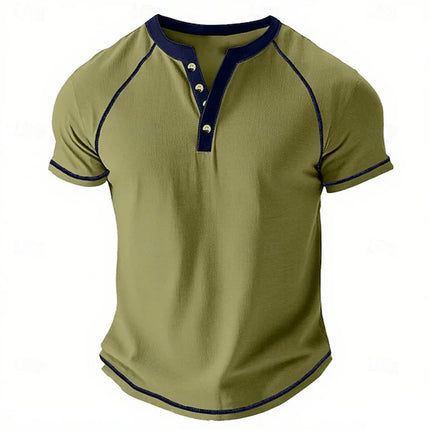 Retro Men's Button-Down T-Shirt Minimalist Print T-Shirt Loose-Fit Casual Summer Polo Shirt Stylish Streetwear Men's Top
