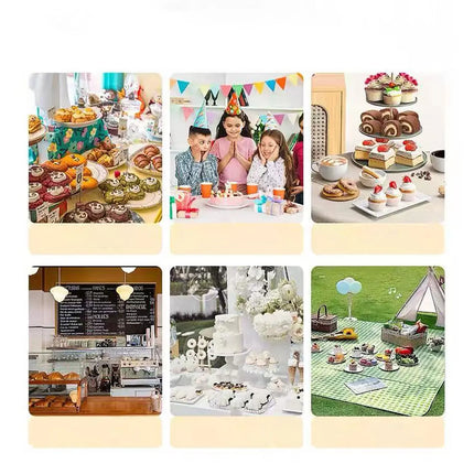 Environmentally Friendly Disposable Picnic Birthday Party Paper Plates Cake Tableware Fruit Plate Small Bowl Tray Set 50Pcs