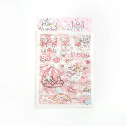 Kawai 4Pcs Pink PET Decorative  Stickers Pack Scrapbooking Stationery School Supplies Korean Stickers