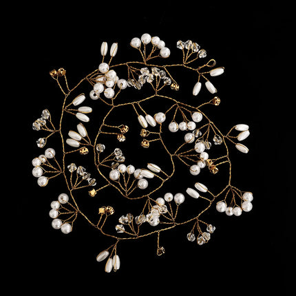 Western Wedding Fashion Headdress for Pearl Crystal Bride Handmade Wedding Crown Floral Pearl Hair Accessories Hairpin Ornaments