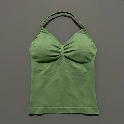 HISTELLO Impact Longline Strappy Top Sports Yoga Vest Women Fitness Tank Top Gym Beautiful Open Back Bra Running Workout Halter