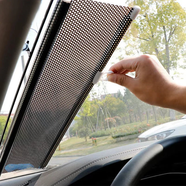 1pc Nail-free Suction Cup Roller Blinds Retractable UV Proof Blackout Curtains Black/Silver Sun-shading Roller Blinds For Car