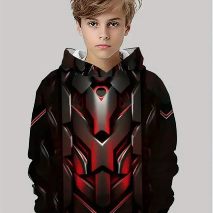 Fashion Hoodies for Boys Mecha 3D Print Kids Clothes Long Sleeve Sweatshirt Loose Oversized Top Casual Streetswear Boys Clothing