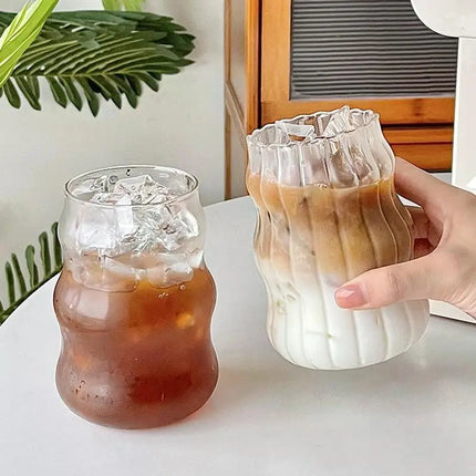 Transparent Glass Cup Exquisite Heat-resistant Tumbler Tea Juice Milk Coffee Mug Water Glasses Stripe Mug Drinkware 350ml-865ml