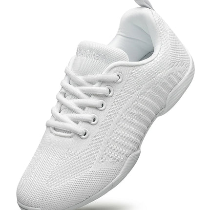 BAXINIER Girls Black Cheer Shoes Trainers Breathable Kids Training Dance Shoes Lightweight Youth Cheer Competition Sneakers