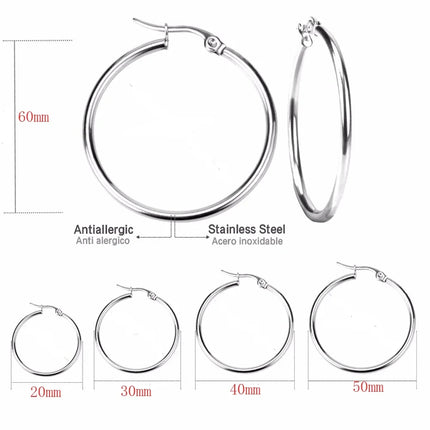 Hoop Earrings Small Big Circle Women Exaggerated Hoop Ear Loop Smooth Ring Round Earring Stainless Steel Jewelry Wholesale