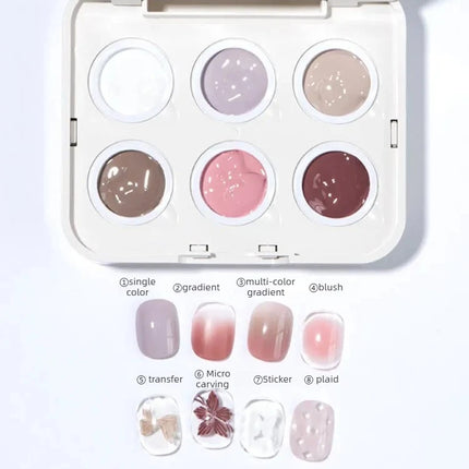 6 Colors Cushion Gradient Painting Gel Pink Ombre Patting Gel Polish UV/LED Blush Blooming Aura Manicure Gel Nail Polish Tools