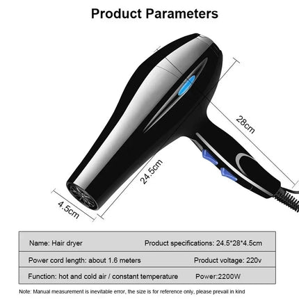 Hair Dryer 2200W Professional Powerful Hair Dryer Fast Heating Hots And Cold Adjustment Ionic Air Blow Dryer with Air Collecting