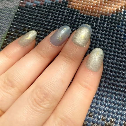 24pcs Romantic Y2k Star Press On Nails Gradient Blue French Style Gold Moon Designs Fake Nail Sweet Almond False Nails For Women