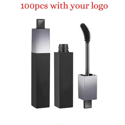 Black Box Square Tube Can Bend Thick Lengthening Waterproof Mascara Private Label Custom Sexy Eye Makeup Bulk