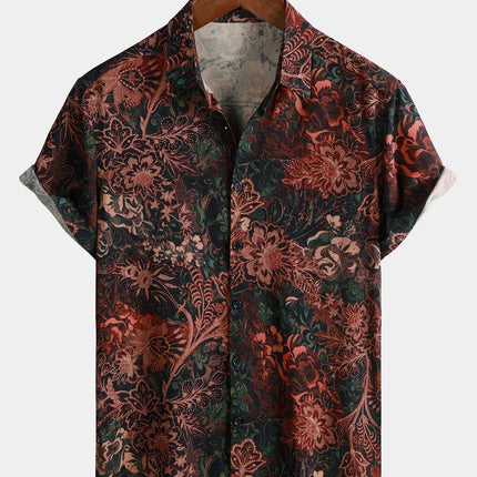 Summer Mens Striped Floral Patchwork Hawaiian Shirt 3D Print Short Sleeve Pocket Casual Oversized Beach Camisa Havaiana Listrada