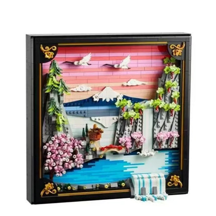 1892 PCS Art and Life  Japanese Cherry Blossom Landscape Model Building Blocks DIY Creative Toys Decoration Christmas Gifts