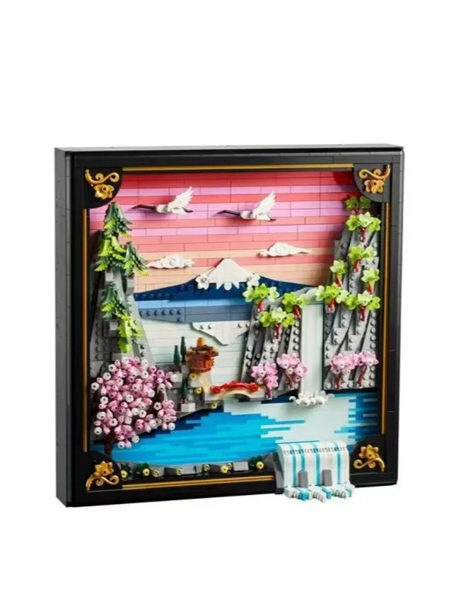 1892 PCS Art and Life  Japanese Cherry Blossom Landscape Model Building Blocks DIY Creative Toys Decoration Christmas Gifts