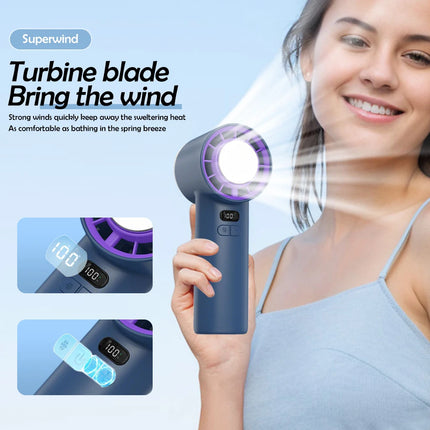 Handheld Air Cooling Mini Turbo Jet Fan 100 Speeds Wind Rechargeable Protable Ice Compress Fans for Outdoor High Speed Cooling
