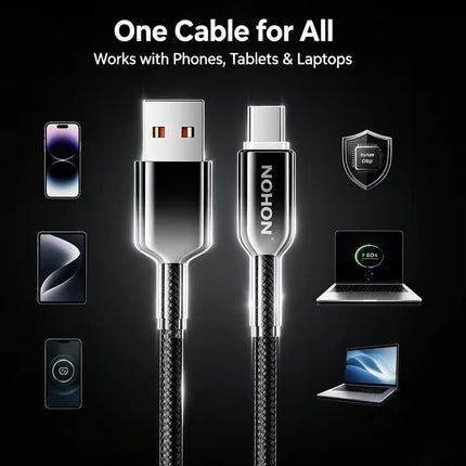 NOHON Braiding USB to Type-C Fast Charging Cable for MacBook/iPad/iPhone 17/16/15 Air/Pro Max Charge Cable for Samsung S25/S24