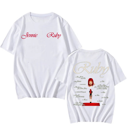 Jennie Ruby Album Printing T-Shirt Jennie Pretty Girl Mantra T-shirt Unisex Fan Gift Tee Women Cotton High Quality Soft Top