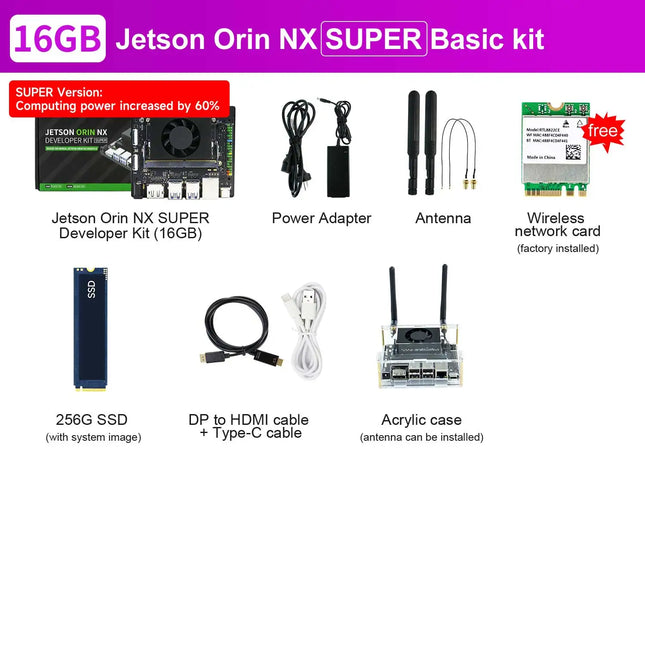 Jetson Orin NX Developer Kit Super Version with 117/157TOPS Computing Power For Embedded Edge Systems 8GB/16GB RAM Deep Learning