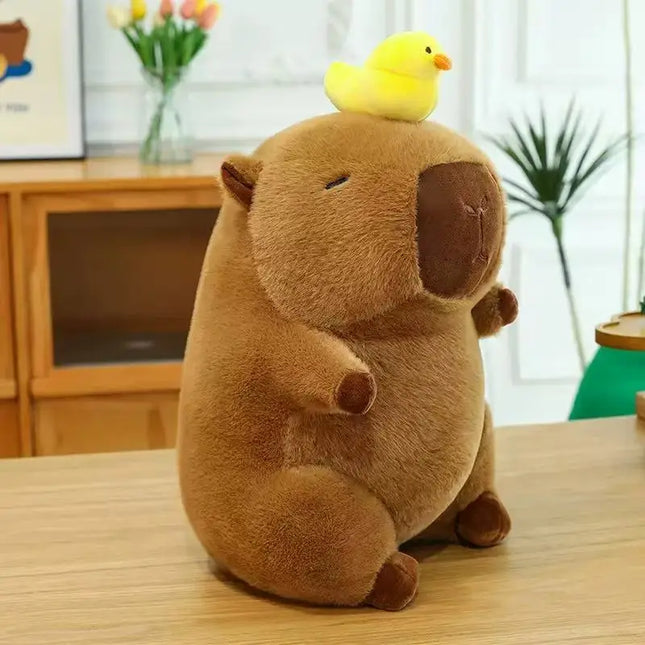 Hot Kawaii Fluffy Capybara Plush Doll Pillow Capybara with Tortoise Stuffed Toy Animals Kids Juguetes Birthday Gift Home Decor