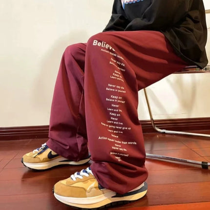 Men’s Fashion Joggers Distinctive Hip Hop Aesthetic Wide Leg Drop Crotch Design American High Street Look Cotton Casual Trouser