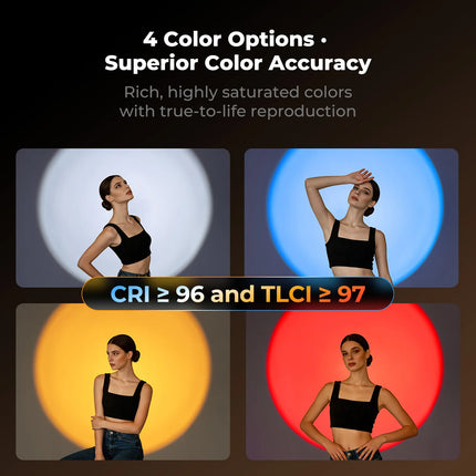 K&F CONCEPT SP25C 25W RGB Photography Flashlight with Mount Stand 20 Gobo 9000mAh Zoomable Video Spotlight 4000 Lux Studio Light