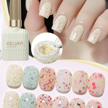 Milk White Glitter Nail Polish Gel Milk White Oreo Super Glitter Slice Cheese Nail Polish Internet Celebrity Style DIY Nail Glue