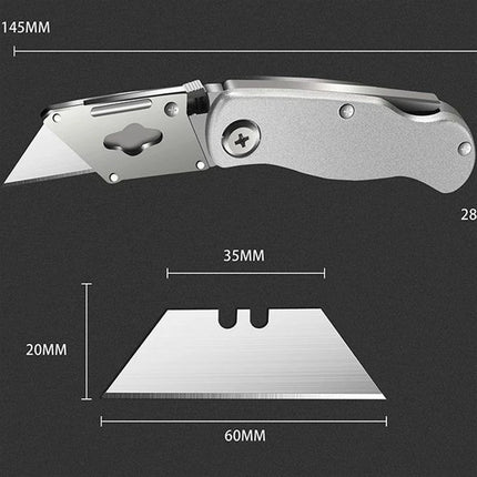 Metal Stainless Steel Folding Box Cutter Knife Self-Locking Design Sharp unboxing knife couteau pliant Art Supplies Stationery