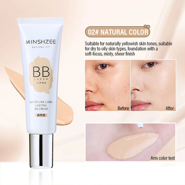 Moisturizing Liquid Foundation Ivory White Natural Color BB Cream Waterproof Lasting Base Concealer Lightweight Non-Sticky Makeup