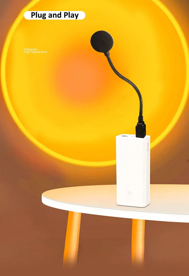 Sunset Lamp Internet Celebrity Bedside Shooting Sun Never Sets USB Live Background Sunset Projection Atmosphere Lamp Floor Lamp