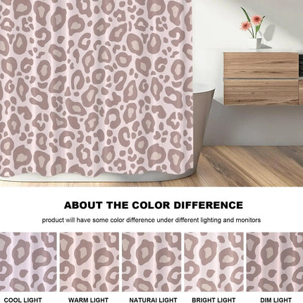 Blush Pink Leopard Print Shower Curtain Soft Animal Pattern Bathroom Decor Feminine Style Waterproof Fabric Trendy Home Design