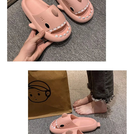 New Shark Slippers for Women Men Shoes Shark Flip Flops Beach Slides Female Home Slipper Bathroom Non-Slip Thick Sandals Couples