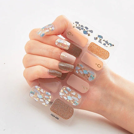 UV Semi-Cured Gel Nail Wraps Stickers Strips French Long Lasting Full Cover LED Gel Semi Cured Nail Sliders For Nail Extension