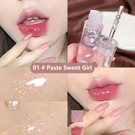 1/3Pcs Clear Water Light Lip Glaze Moisturizer Color Changing Lip Oil Jelly Mirror Lipsticks Transparent Glitter Lip Gloss Set
