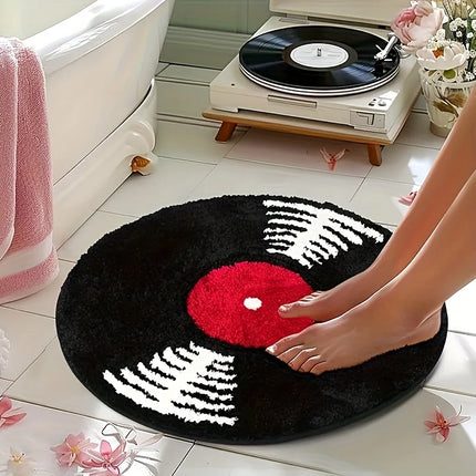 VIKAMA Black Rubber Shaped Round Carpet For Home Living Room And Bedroom Soft Plush Decorative Carpet For Home Decoration