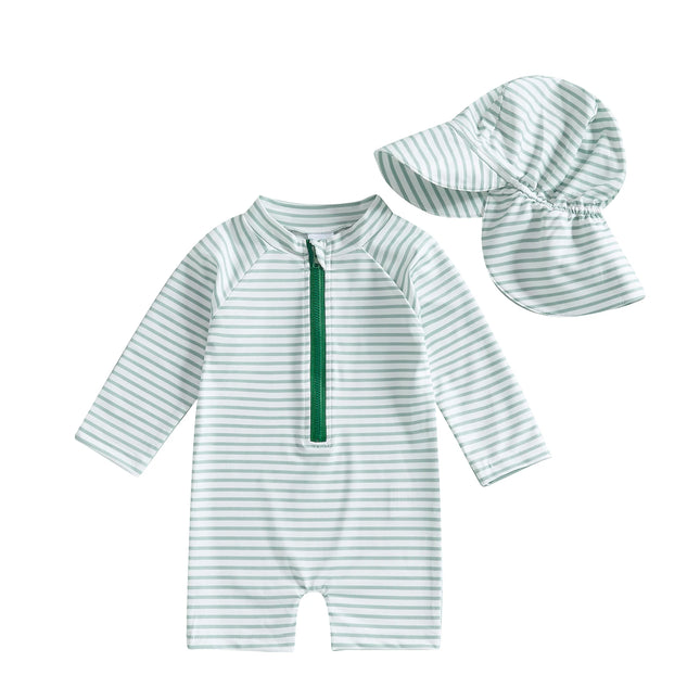 Baby Boy Kids Swimwear Whale Print Long Sleeve Rash Guard Swimsuit with Sun Hat Toddlers 2Pieces Bathing Suit Beachwear