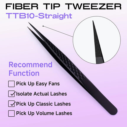 Fiber Tip Lash Extension Tweezer, Titanium Black Eyelash Nano Tip Tweezer for Lash Tech Supplier