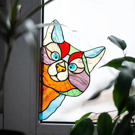 Cat Peeping Glass Window Self-adhesive Stickers Waterproof Moisture-proof Glass Film, Bedroom Living Room Car Window Decoration